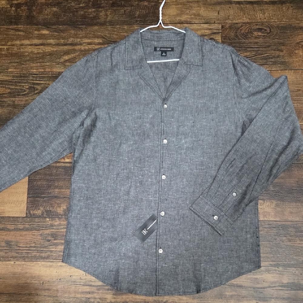 INC International Concepts Charcoal Button-Down Shirt